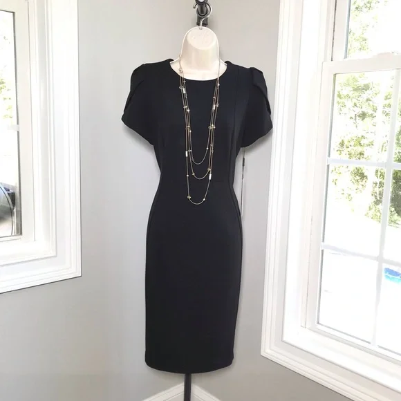 Calvin Klein Women's Tulip Sleeve Sheath Dress - Black - 10